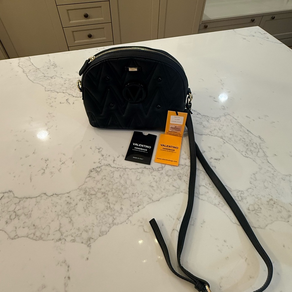 Valentino Diana Studded Black quilted  Crossbody Bag